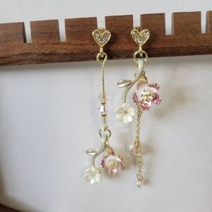 Floral Gold and Pink Earrings